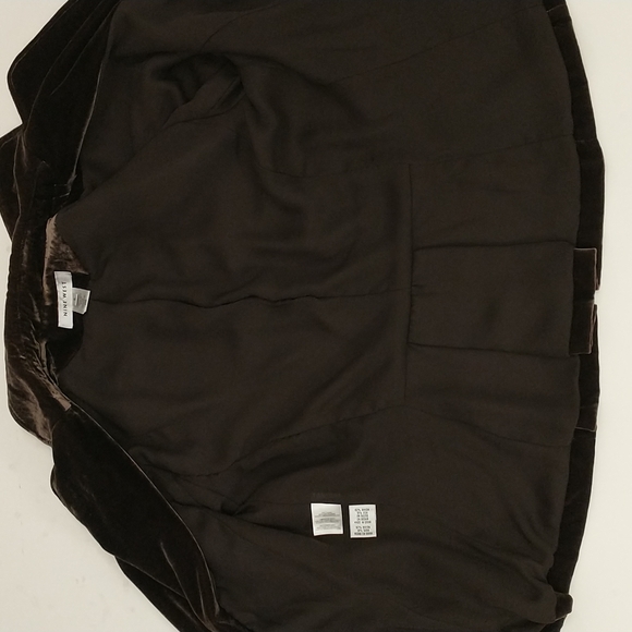 Brown Velvet Blazer Soft Silk Blend Jacket Tailored Feminine Style Gathered - Picture 12 of 13